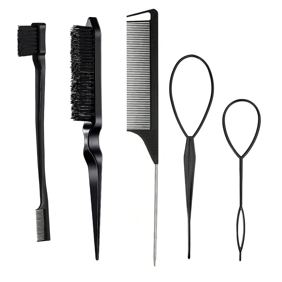Group Head Brush - 3/5-teiliges Friseurwerkzeug-Set: Spitzkamm, Doppelkopf-Augenbrauenbürste, Dreireihiger Kamm,