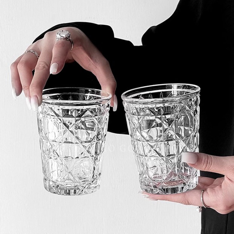 Espresso Shot Glass - 2 stücke 310ml Vintage Diamant gemustert