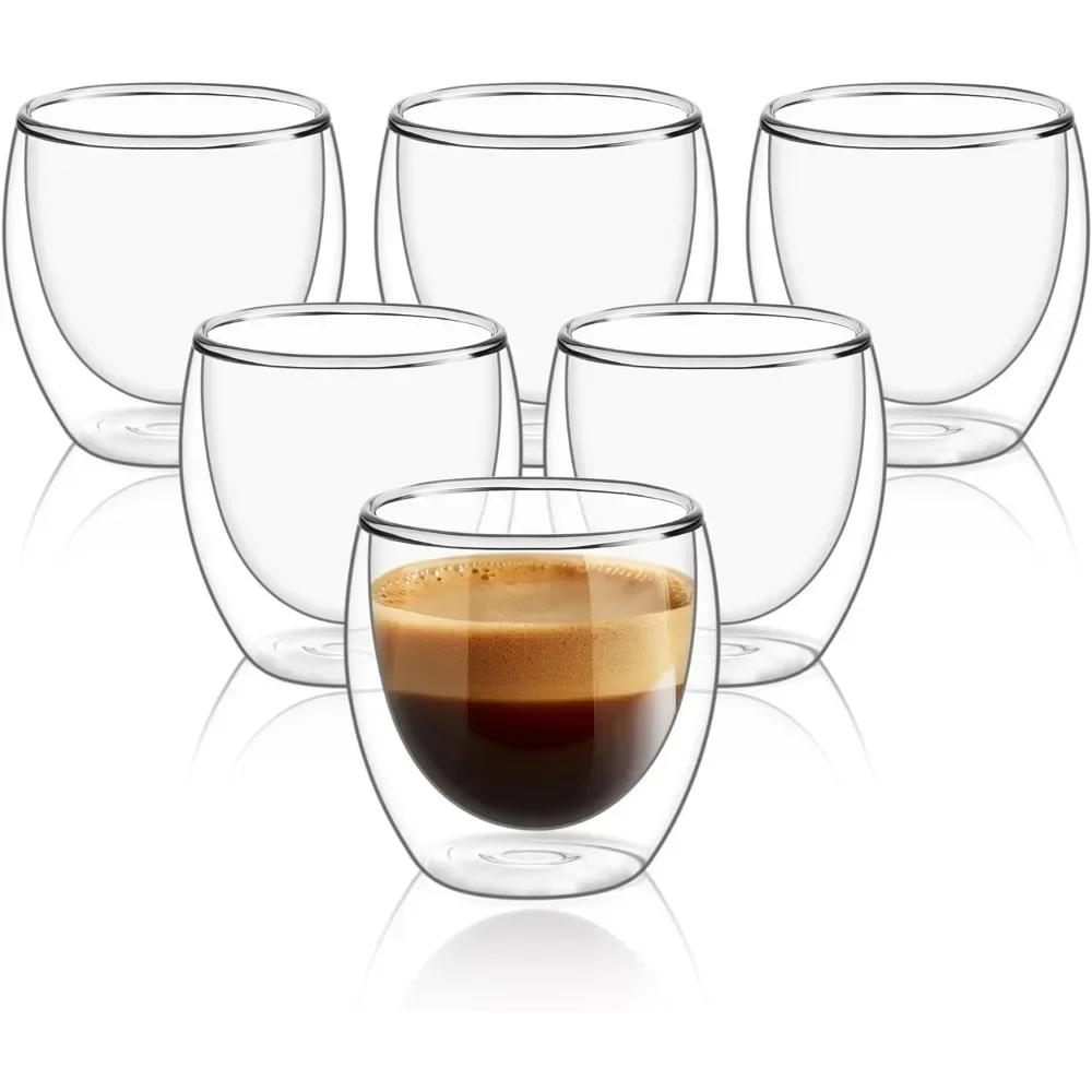 Espresso Shot Glass - 6 Stück klare doppelwandige Kaffeetassen aus
