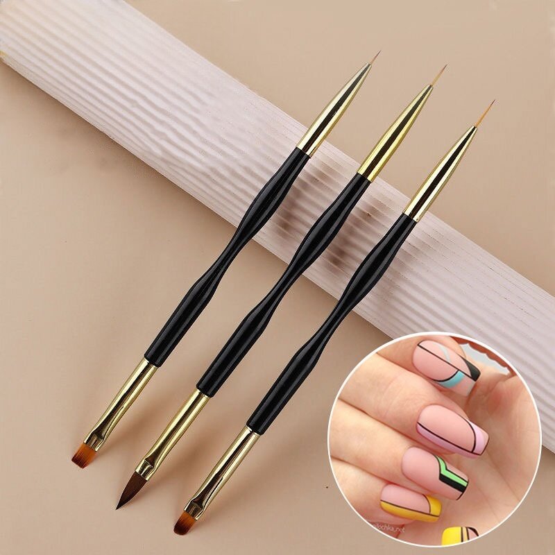 Group Head Brush - 3-teilige doppelköpfige Nail Art-Malstifte mit extrem