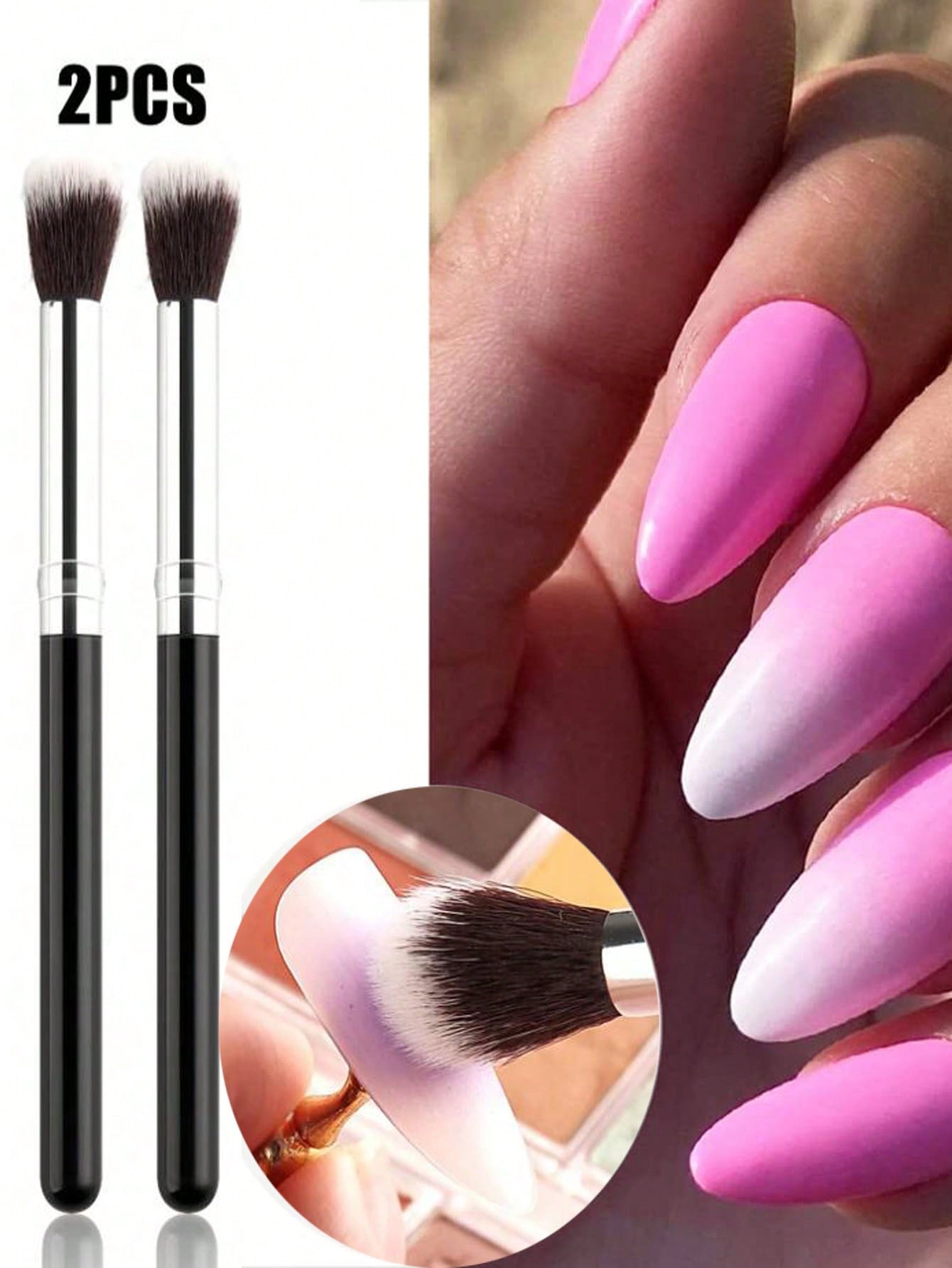 Group Head Brush - 2Pcs Ombre Nail art Pinsel Set