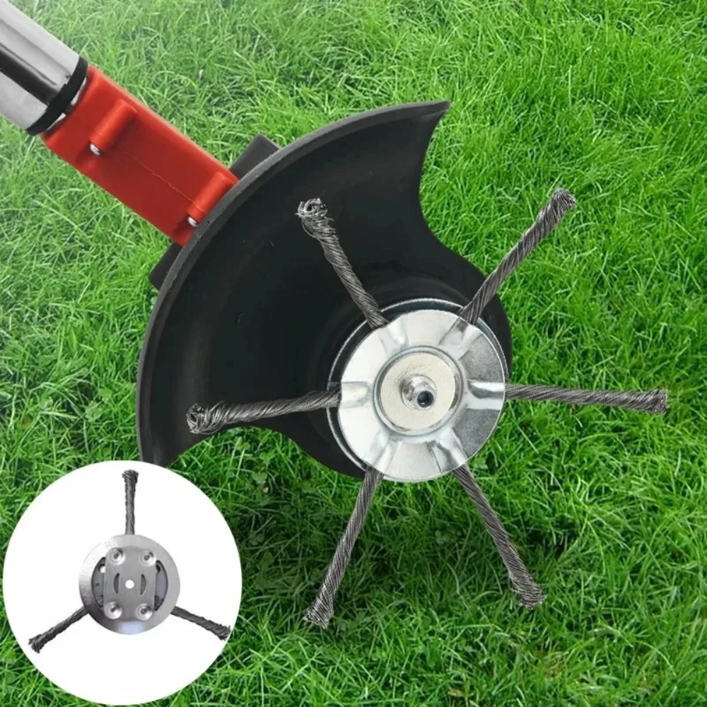 Group Head Brush - Stahldraht-Unkrautbürste für Rasentrimmer, Mehrzweck-Moos- und Rostentferner,